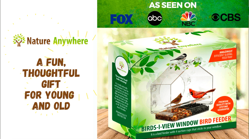 Nature Anywhere Window Bird Feeder - Transparent Acrylic Bird Feeders for Outdoors - Enhanced Suction Grip, Bird Watching for Cats, Easy-to-Clean, Outdoor Birdhouse Feeder (1 Unit)