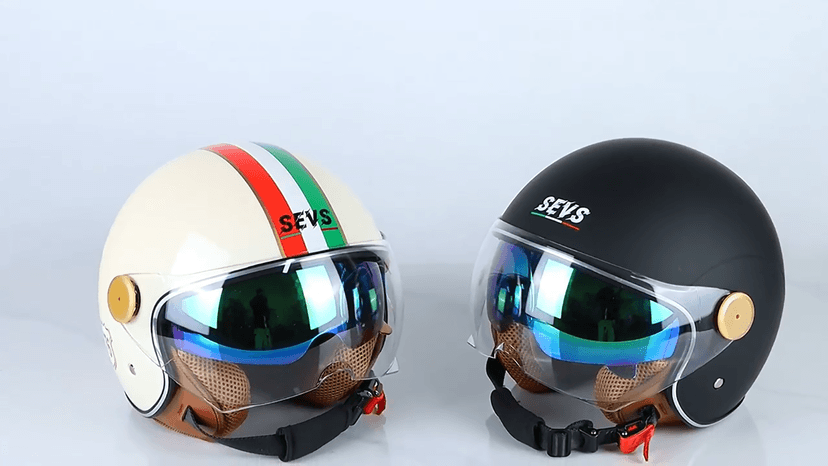 Retro Bluetooth 3/4 Open Face Motorcycle Half Helmet for Men Women - Dual Visors DOT Approved Lightweight Vintage Motorbike Helmet for Scooter Moped ATV Street Dirt Bike Commuting