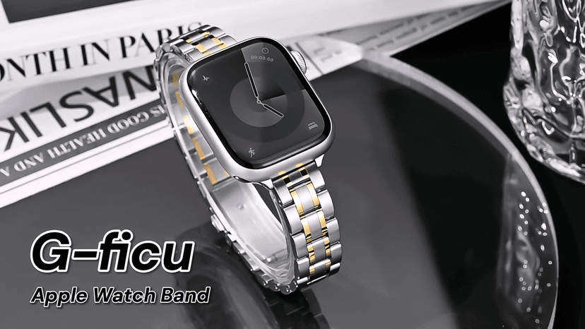 Slim Metal Band for Apple Watch Bands for Women 41mm 40mm 42mm(S10/11) 38mm iWatch Bands, Thin Dressy Fancy Strap for Apple Watch Band Series 10 11 Series 9 8 SE 7 6 5 4 3-Starlight+Rose Gold