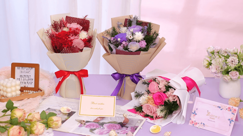 Preserved Flowers Bouquet, Flowers for Delivery Prime, Birthday Gifts for Women, Wife, Mother, Her (Purple)