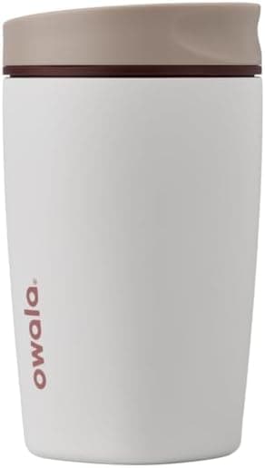 Owala SmoothSip Slider Insulated Stainless Steel Coffee Tumbler, Reusable Iced Coffee Cup, Hot Coffee Travel Mug, BPA Free 12 oz, Vanilla Bean B0DF472VMZ