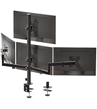 WALI Dual Monitor Stand for Desk, Monitor Stands for 2 Monitors up to 27 inch, Dual Monitors Mount Fits up to 22lbs, Free Standing Full Motion Dual Monitors Arm for Desk (MF002), Black