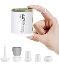 AGPTEK Electric Air Pump,Portable Air Pump with 3 Nozzles, 4.5kPa Quick-Fill,110V AC/12V DC Inflator/Deflator Pumps for Outdoor Camping, Inflatable Air Mattress Beds, Boats, Swimming Ring