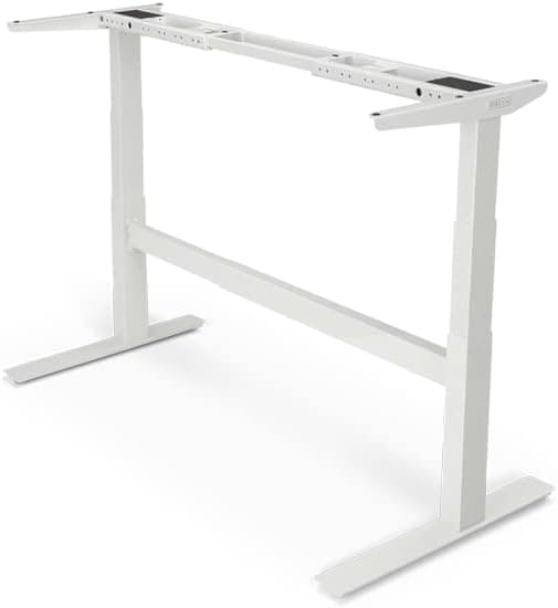 UPLIFT DESK 2-Leg V2-Commercial C-Frame Height Adjustable Standing Desk Frame (White), No Desktop, Advanced Memory Keypad, Free Wire Tray
