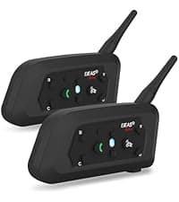 EJEAS V6 Pro Bluetooth Mesh Communication Systems Headset with 1200m Waterproof/Noise Reduction/Hands-Free Calls/Music & GPS, Motorbike/ATV/Dirt Bike/Skiing/Motorcycle Helmet Intercom(2 Pack)