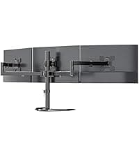 WALI Dual Monitor Stand for Desk, Monitor Stands for 2 Monitors up to 27 inch, Dual Monitors Mount Fits up to 22lbs, Free Standing Full Motion Dual Monitors Arm for Desk (MF002), Black