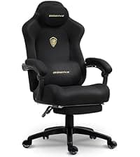 Dowinx Gaming Chair Fabric with Pocket Spring Cushion, Massage Game Chair Cloth with Headrest, Ergonomic Computer Chair with Footrest 290LBS, Black and Grey