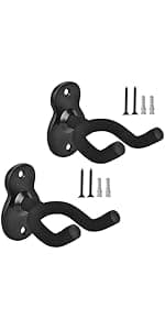Guitar Mount Wall Hanger Stand Ukulele Wall Hook Keep Holder Mount Display 2 Pack with Guitar Picks Violin Wall Stand Mandolin Rack Bracket Bass Accessories Easy To Install(5 pack guitar picks)