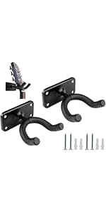 Guitar Mount Wall Hanger Stand Ukulele Wall Hook Keep Holder Mount Display 2 Pack with Guitar Picks Violin Wall Stand Mandolin Rack Bracket Bass Accessories Easy To Install(5 pack guitar picks)