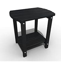 THOEOE Folding Adirondack Chair,HDPE All-Weather Outdoor Chair with Cup Holder,Wooden Textured,Fire Pit Chair,Plastic Patio Chair for Deck,Backyard,Garden,Lawn, Black