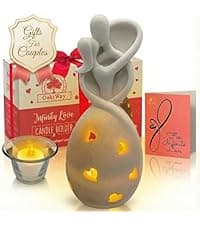 Infinity Love Candle Holder Statue with Flickering LED Candle for Couples, Wife, Husband, Him or Her, Bridal Shower, Engagement, Parents, Registry