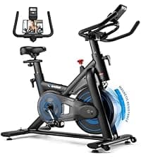 Exercise Bike, Wenoker Stationary Bike for Home, App Supported Indoor Bike with Silent Belt Drive, Heavy Flywheel, Multi-grips Handlebar and Upgraded Digital Display