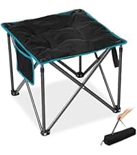 FUNDANGO Oversized Rocking Camping Chair for Adults, Portable Folding Lawn Chairs for Outside with Pillows, Wide Armrest, 2 Cup Holders, Carry Bag for Patio Garden Outdoor Supports 400Lbs (Black/Blue)