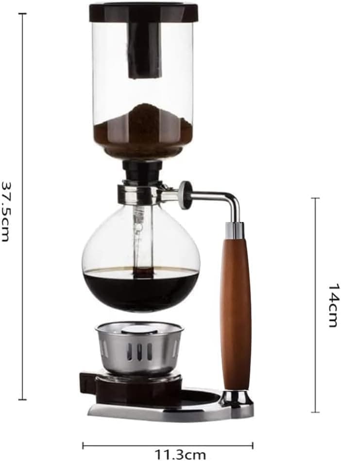 5 Cup,Siphon Coffee Maker with Wooden Handle ,syphon coffee brewer,coffee siphon,Vacuum Brewer Pot, Japanese Syphon Machine, Glass Drip Coffee Maker Set,Comes With 10 Sheets Of Coffee Filter Cloths