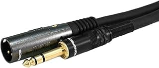 Monoprice XLR Male to 1/4-Inch TRS Male Cable - Gold Plated, High Fidelity and Eliminate Noise in the Recording Studio and On Stage, 16AWG, 6 Feet, Black, 6Ft