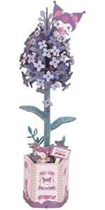 Hands Craft Hello Kitty and Friends Pink Rose 3D Wooden Puzzle Kit | DIY Flower Model | Arts & Crafts for Adults & Kids | Creative Hobby Kits | Hello Kitty Collectible | Wood Building Set