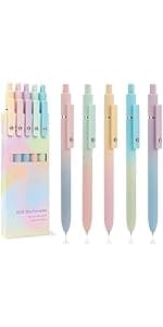 Gel Pens, 6 Pcs 0.5mm Fine Point Black Ink Pen With Smooth Writing, Office Desk Accessories, School Supplies Gifts for Men Women, Quick Dry Pens Ballpoint For Journaling, Black/Gray/White