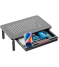 WALI Computer Monitor Stand for Desk, Adjustable Laptop Riser, Desk Monitor Stand Underneath Storage for Office, Home, School Supplies (STT003), 1 Pack, Black