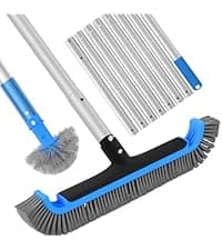 20'' 2 in 1 Pool Brush Head Cobweb Duster Heavy Duty Pool Cleaning Detachable Round Brush with EZ Clip & Wavy Nylon Bristles for Inground Pool & Above-Ground Pool (Without Pole)