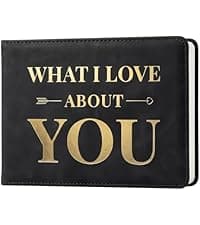 What I Love About You Leather Book – 30 Reasons Why I Love You, Fill-In-The-Blank Journal for Him & Her, Romantic Couples Keepsake (Brown Debossed)