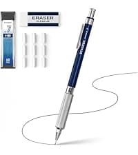 STAGEEK 0.7 mm Mechanical Pencil, Metal Art & Drafting Pencil with Eraser and 60 HB Lead Refills, Professional Drawing Pencil for Artists, Students, School, Office, Writing, Sketching, Drafting(Blue)
