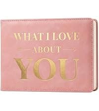 What I Love About You Leather Book – 30 Reasons Why I Love You, Fill-In-The-Blank Journal for Him & Her, Romantic Couples Keepsake (Brown)