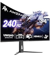 Amzfast 24 Inch Gaming Monitor 200Hz FHD 1080p Fast IPS Computer Monitor, 110% sRGB 1ms HDR Support Adaptive Sync, Eye Care VESA Mount HDMI 2.0 | Display Port 1.4 White Monitor, AMZG24X1W