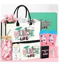 Nurses Week Gifts Birthday Gift for Nurses Gifts, Nursing Student with Canvas Bag Socks Affirmations Cards 16 Oz Can Glass DOGMEM Nurse Gifts Nurse Appreciation Gift Set for Women B0CY2C791K