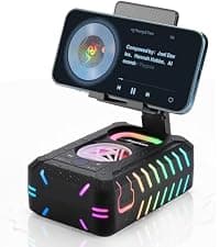 Cell Phone Stand with Wireless Bluetooth Speaker and Anti-Slip Base HD Surround Sound Perfect for Home and Outdoors with Bluetooth Speaker for Desk Compatible with iPhone/ipad/Samsung Galaxy