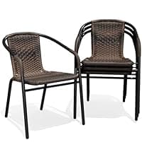 JEAREY Patio Dining Chairs Set of 4, Outdoor Stackable Dining Furniture Set, All Weather Dining Set for Lawn, Garden, Backyard, Poolside, Brown