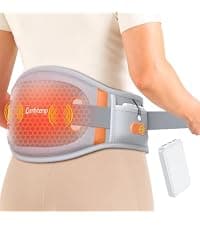 Comfytemp Cordless Heating Pad with Massager for Back Pain Relief, Portable Lower Back Massager Wearable, Birthday Gifts for Dad Mom Men Women Elderly, Rechargeable Period Cramps, 3 Heat Auto-Off, 58"