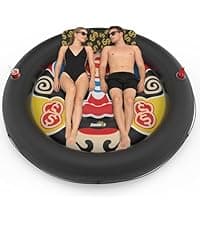 Sunikko X 3-in-1 Pool Floats with Canopy Cup Holder, Tanning Pool Large 73" x 48" Float Adult Heavy Duty, Inflatable Lounger Raft Floating Chair with Backrest, Swimming Pool Lake Beach Party