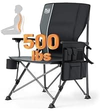 TIMBER RIDGE Oversized Folding Camping Chair High Back Heavy Duty for Adults Support up to 500lbs with Cup Holder, Side Pocket Cooler Bag