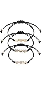 Sunflower Jewellery Friendship Necklace for 3 4 Stainless Steel Heart-Shaped Necklace/Bracelet Three Hearts Composed of Friendship Necklace/Bracelet, Gifts for Friends