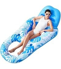 SLOOSH Inflatable Pool Floats Lounger Adult, Pool Float Lounge Raft Floaties Water Floating Recliner Chair with Cup Holders Foot Rest Swimming Floaty