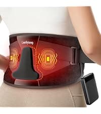 Comfytemp Cordless Heating Pad with Massager for Back Pain Relief, Portable Lower Back Massager Wearable, Birthday Gifts for Dad Mom Men Women Elderly, Rechargeable Period Cramps, 3 Heat Auto-Off, 58"