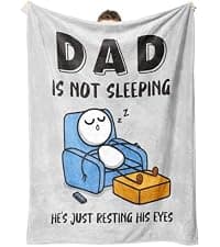 Dad Gifts from Daughter Son, Super Soft Throws Blanket for Couch and Napping, 60" x 50" (Gray) Funny Birthday Gift for Dad Husband, Dad is Not Sleeping Blanket B0DPW37148