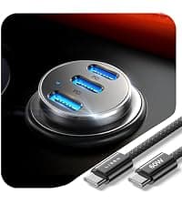 LISEN Retractable Car Charger, 84W Car Charger USB C Fast Charger Adapter, Car Accessories for Men Women, Gifts for Fathers Day for Men Dad Husband, for iPhone 17 16 15 14 13 12 Pro Max, Carbon-Black B0GY4XMHBW