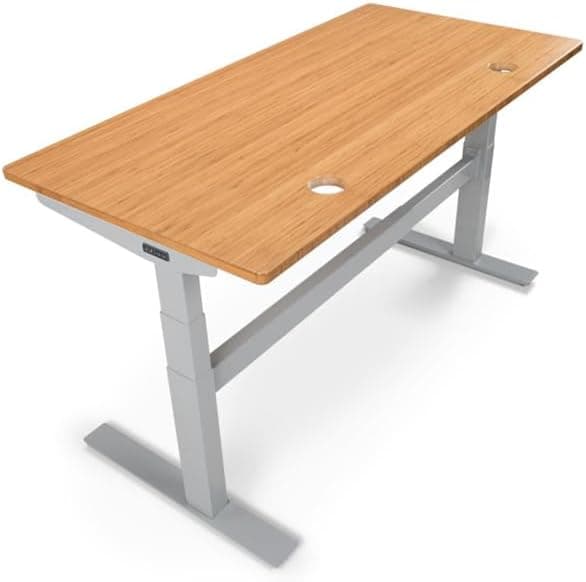 UPLIFT DESK 2-Leg V2-Commercial C-Frame Height Adjustable Standing Desk Frame (White), No Desktop, Advanced Memory Keypad, Free Wire Tray