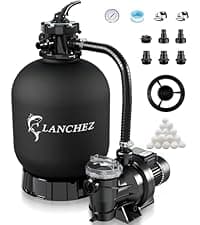 LANCHEZ 13in Sand Filter Pump for Above Ground Pool, 3/4 HP Pool Pumps Above Ground 3500 GPH for Pools up to 11000 GAL, Pool Sand Filter with 7-Way Valve