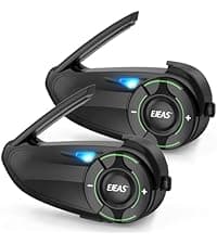 EJEAS V6 Pro Bluetooth Mesh Communication Systems Headset with 1200m Waterproof/Noise Reduction/Hands-Free Calls/Music & GPS, Motorbike/ATV/Dirt Bike/Skiing/Motorcycle Helmet Intercom(2 Pack)