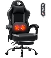 HOFFREE Gaming Chair with Speakers Bluetooth Massage Gaming Chairs for Adults Suede Fabric 165° Reclining Ergonomic Computer Chairs with Footrest Pocket Spring Cushion High Back Gamer Chair Black