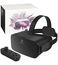 DESTEK V5 VR Headset for Phone w/VR Gamepad, 128 Premium VR apps Included, Anti-Blue Eyes Protected HD Lenses, 110° FOV Virtual Reality Headsets for iPhone, Android Phone- Black