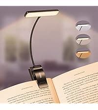 Gritin Reading Light, Rechargeable Book Light for Reading in Bed - Eye Caring 3 Color Temperatures, 5-Level Dimmable Brightness, Long Lasting, Compact Size Clip on Book Lamp for Bookworms-Blue