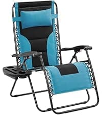 Yaheetech Zero Gravity Recliners Outdoor Adjustable Folding Reclining Lounge Chairs w/Pillows, Cup Holder Trays and Carry Strap for Patio Backyard Beach Gray Set of 2