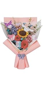 Hands Craft Hello Kitty and Friends Pink Rose 3D Wooden Puzzle Kit | DIY Flower Model | Arts & Crafts for Adults & Kids | Creative Hobby Kits | Hello Kitty Collectible | Wood Building Set