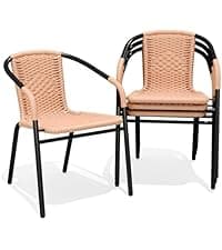 JEAREY Patio Dining Chairs Set of 4, Outdoor Stackable Dining Furniture Set, All Weather Dining Set for Lawn, Garden, Backyard, Poolside, Brown
