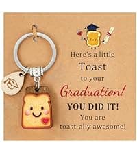 Next Chapter, New Home, Engagement, New Job, PBJ, 18 21 Birth, Loaf You, Thank You, Graduation Gifts, Couple, Friend, Retired PEALICIOUS Toast Keychain for Girls New Beginnings Congratulations Gifts B0FNQZ19F5