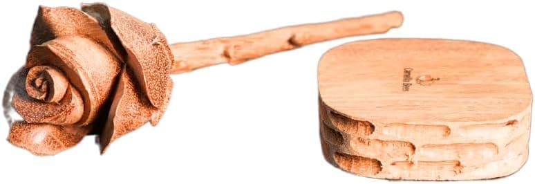 Camellia Bees Wooden Rose, Wood Anniversary Flower Gift for Valentines, Mothers Day, 5th Wedding Anniversary, Wooden Handmade Gift for Wife Husband Couple (5th Wood)