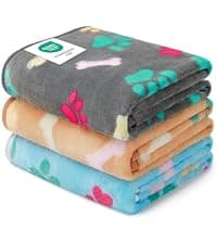Luciphia 1 Pack 3 Blankets Fluffy Premium Fleece Pet Blanket Flannel Paw Printed Throw for Dog Cat(Small 23x16'', Grey/Brown/Blue) B09PFN1KR8
